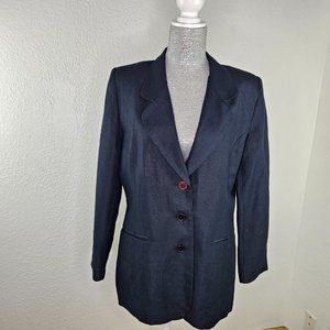 Jennifer & Grace Black Linen Blazer Size 12